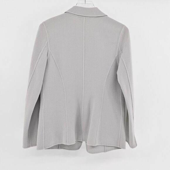 ST JOHN Jacket Womens Sz 10 Gray Wool Blazer Single Breasted Sewn By Hand Office - Picture 4 of 14